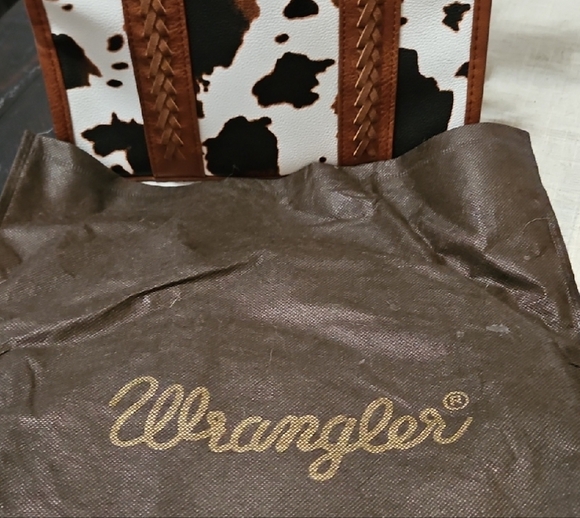 Wrangler Cow Print Tote - Brown and White - Picture 2 of 5